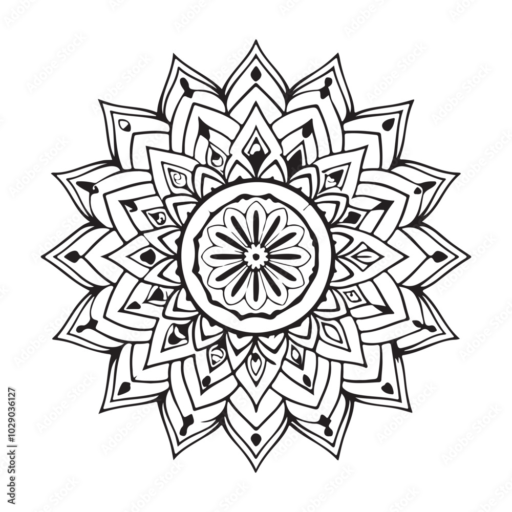 Mandala silhouette vector style with white background Mandala silhouette vector style with white background
