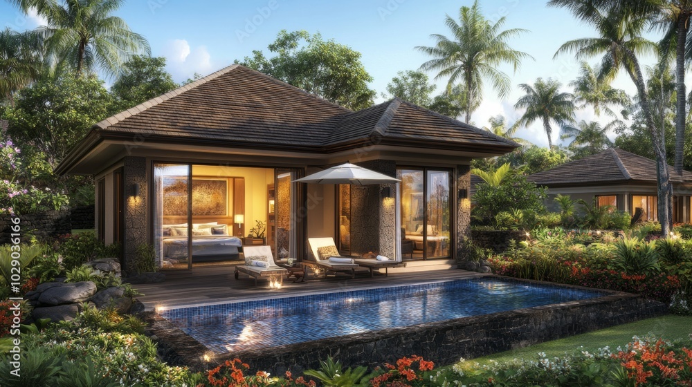 Luxury Tropical Villa with Private Pool and Patio Luxury Tropical Villa with Private Pool and Patio