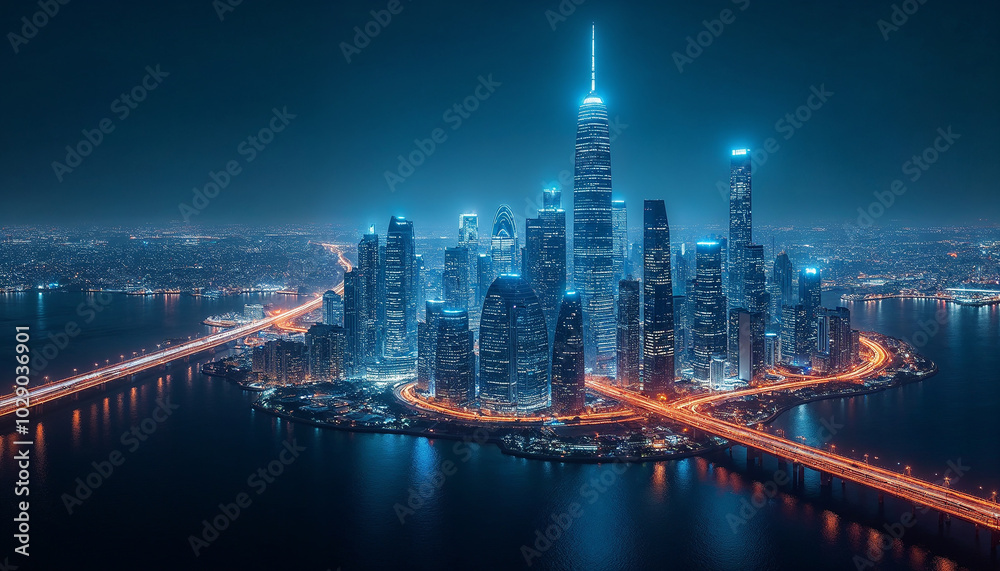 Fototapeta premium Futuristic Glowing Line Abstract Background