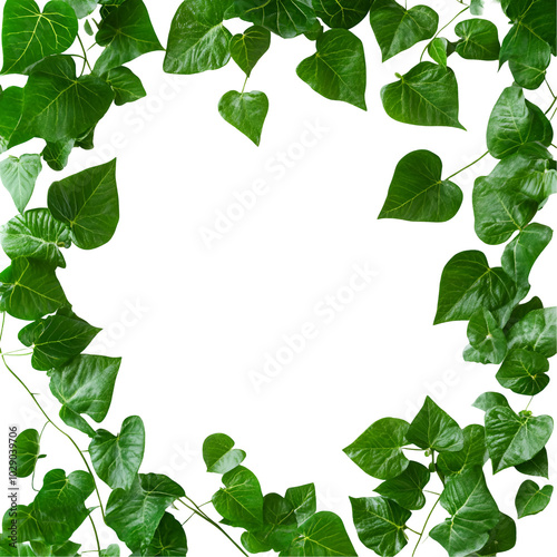 Green Vine Leaves Frame Black Background