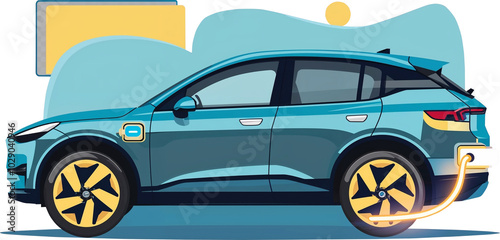 Electric car charging clipart photo