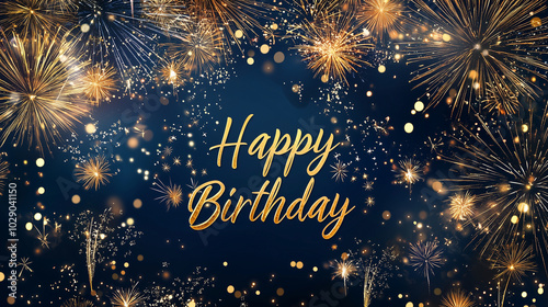 Wallpaper Mural Happy Birthday image featuring a beautiful sky full of fireworks Torontodigital.ca