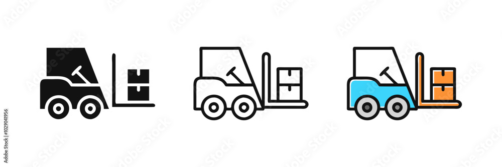 set of Forklift delivery truck vector icons set of Forklift delivery truck vector icons