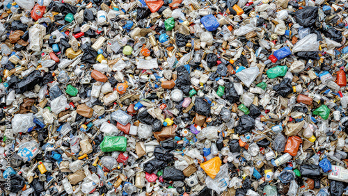 A Heap of Colorful Plastic Waste Showcasing the Global Problem of Plastic Pollution and Recycling Challenges