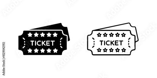 Ticket vector icon. Black illustration isolated for graphic and web design.