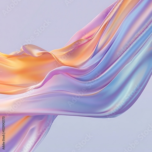 A long, flowing piece of fabric with a purple and pink hue. The fabric is draped over a surface, creating a sense of movement and fluidity. The colors of the fabric evoke a feeling of softness, 