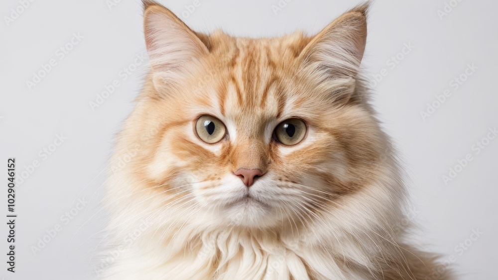 Portrait of Cream siberian cat on grey background Portrait of Cream siberian cat on grey background