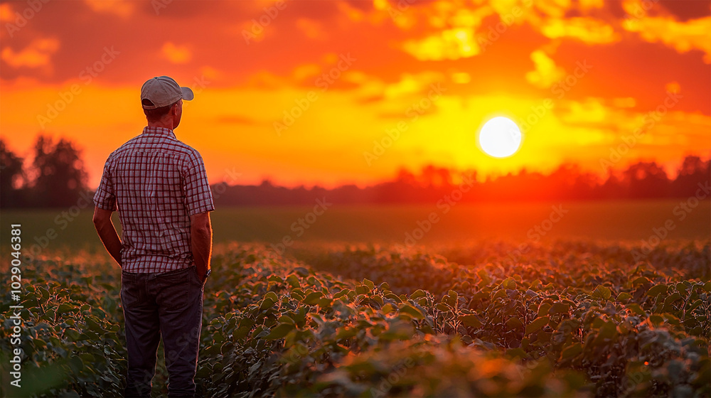 Abundant soybean harvest, agriculture field