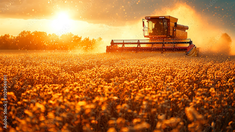 Fototapeta premium Abundant soybean harvest, agriculture field