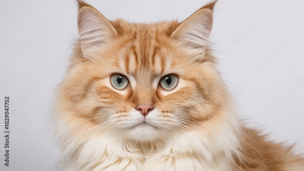 Portrait of Cream siberian cat on grey background Portrait of Cream siberian cat on grey background
