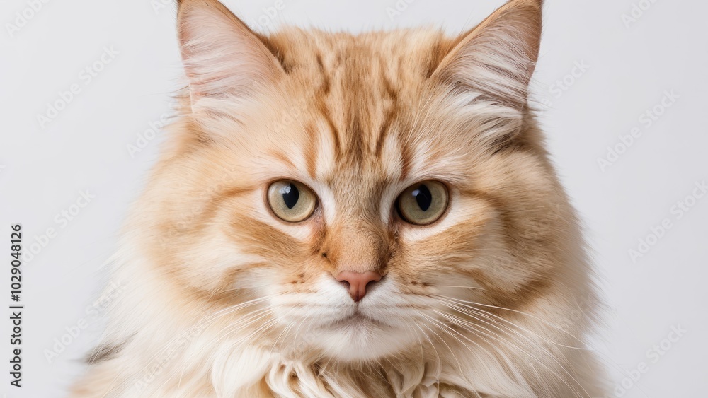 Portrait of Cream siberian cat on grey background Portrait of Cream siberian cat on grey background