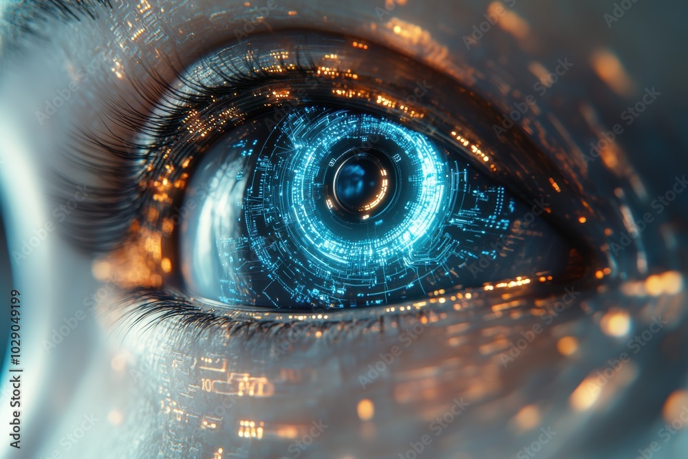 Futuristic Eye with Digital Interface and Data Visualization Futuristic Eye with Digital Interface and Data Visualization