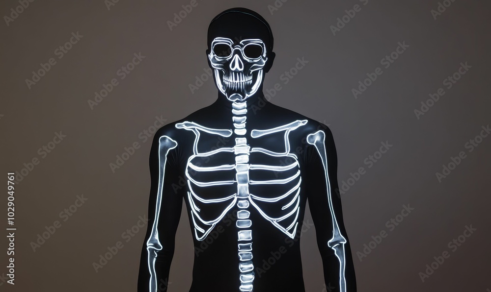 Skeleton costume with glowing bones.