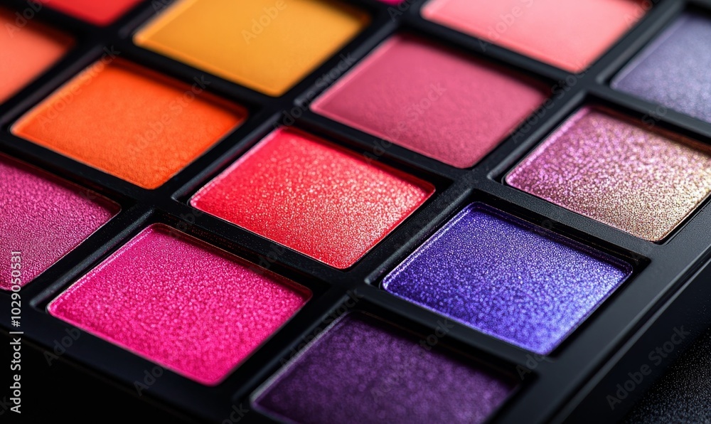 Close-up eyeshadow palette with colorful shades. Close-up eyeshadow palette with colorful shades.