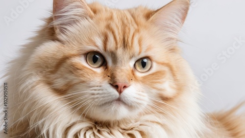 Portrait of Cream siberian cat on grey background