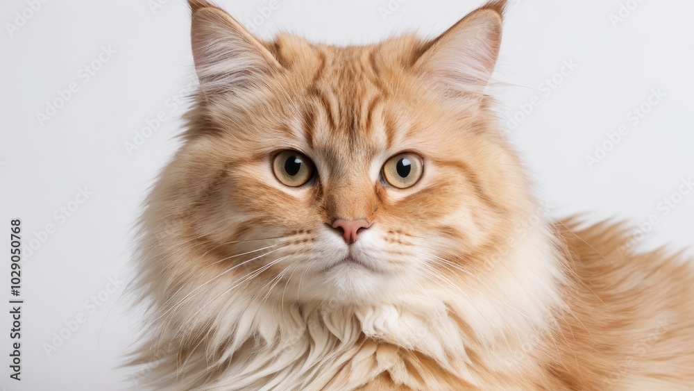 Portrait of Cream siberian cat on grey background Portrait of Cream siberian cat on grey background