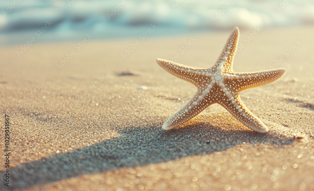 A beautiful sandy background with a small starfish on the beach A beautiful sandy background with a small starfish on the beach