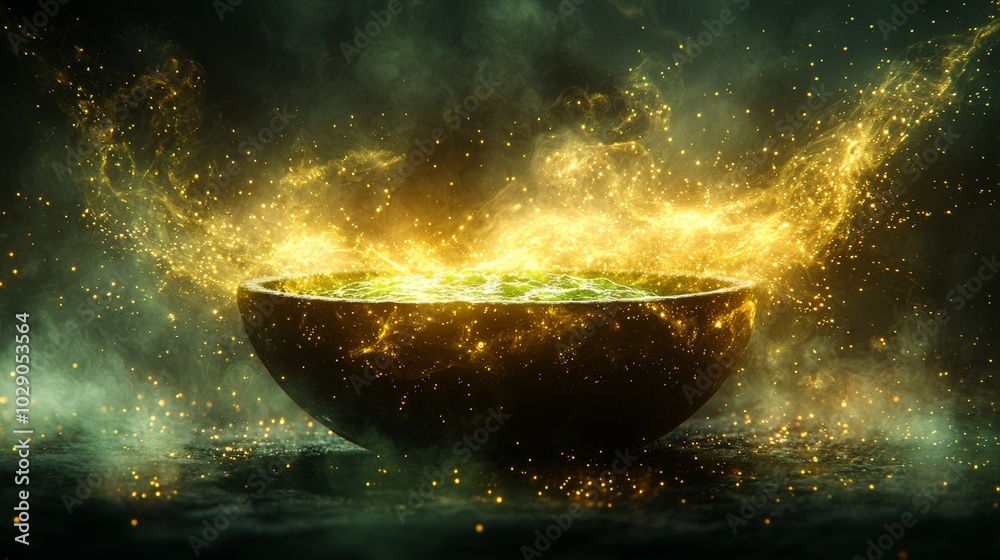 Magic Potion In A Bowl With Sparkling Dust Magic Potion In A Bowl With Sparkling Dust