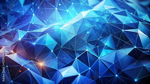 Polygonal design in shades of blue creating an abstract background.