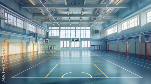 Bright Indoor Sports Hall with Clean Background photo