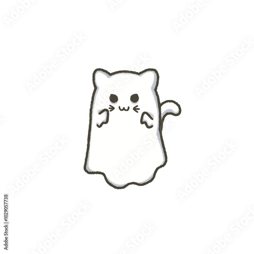 Cute scary white ghost cat 