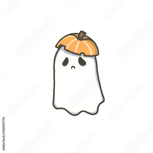 Cute sad white ghost