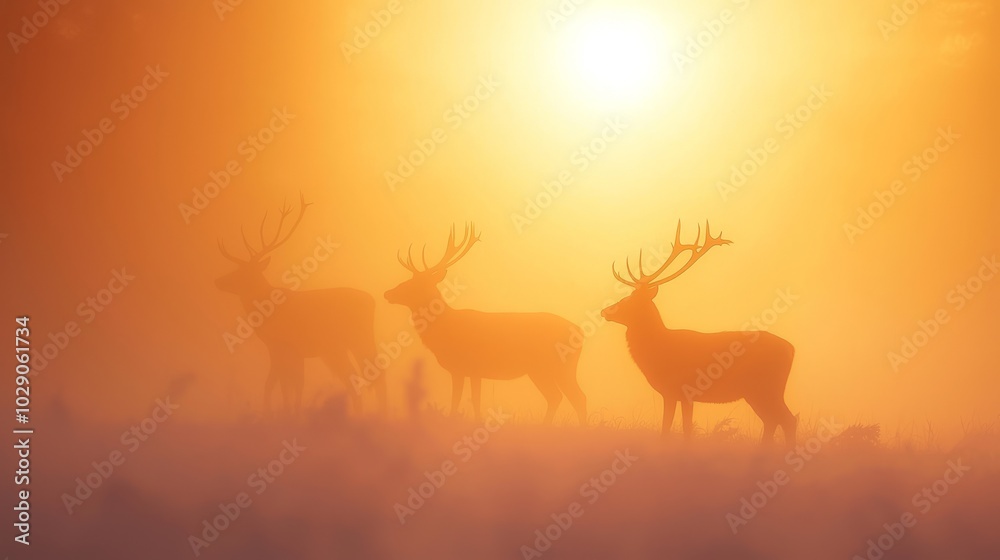 Majestic Winter Wildlife Silhouettes at Dawn - Ultra-Detailed, Cinematic Light in Snowy Landscape