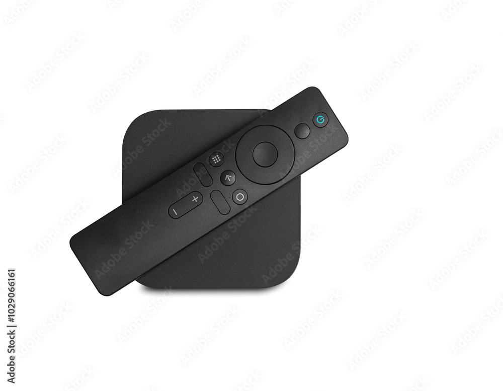 Android TV box receiver and player on white background