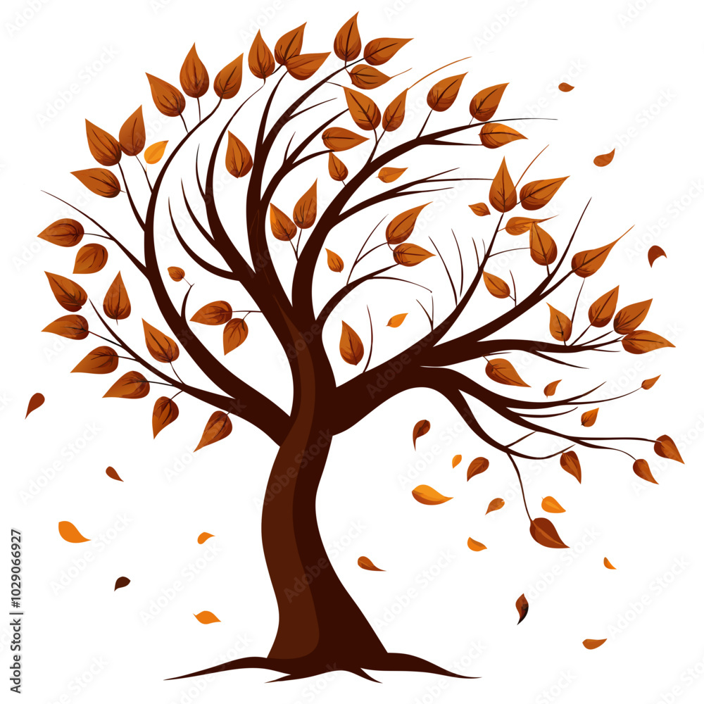 Fototapeta premium autumn tree vector. Trees Icons - Acme SerieCute Cartoon Tree. 