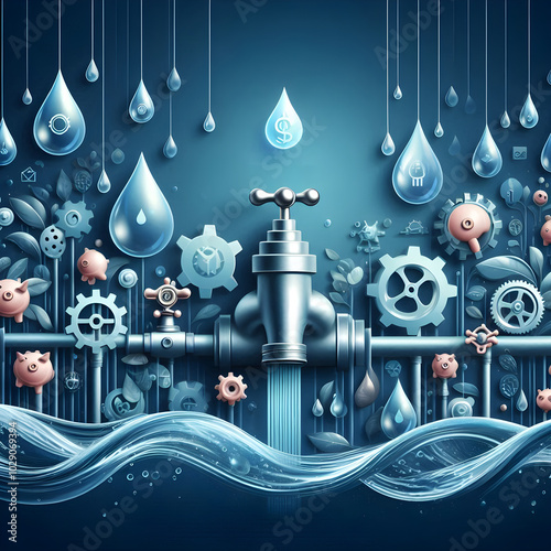 Water flowing from faucet illustrating saas business model