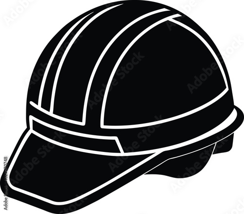 Construction helmet silhouette icon. Working hard hat isolated on white background.