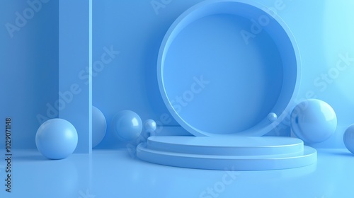 Blue Background 3D Rendering Image - a stunning and immersive visual. The blue background with 3D rendering creates a captivating and futuristic scene.