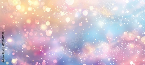 Soft Pastel Abstract Background with Bokeh Effects in Pink, Blue, and Gold for Beauty and Wellness Design