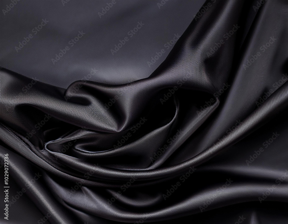 Obraz premium Abstract texture of natural black or dark gray color fabric as concept background. Fabric texture of natural cotton or linen, silk or satin, wool or jersey textile material. Luxurious dark background.