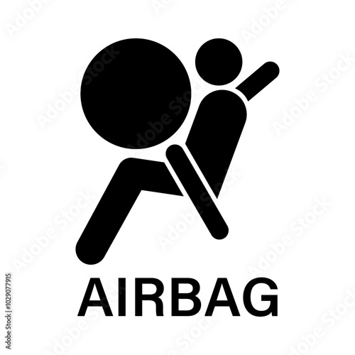 Airbag Icon. Car Airbag System. Vector Illustration. 