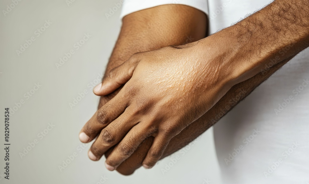 Fototapeta premium Close up of man's hands and arm.