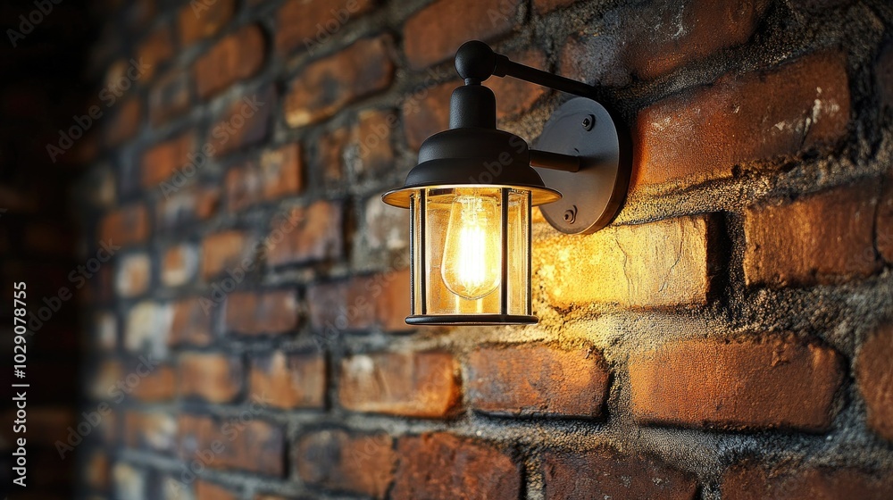 The warm glow of a gas light contrasts beautifully with the rough texture of a brick wall, creating a cozy and inviting atmosphere. The warm glow of a gas light contrasts beautifully with the rough texture of a brick wall, creating a cozy and inviting atmosphere.