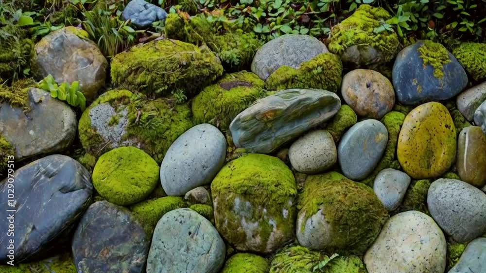 A textured stone wall covered in moss, showcasing natural beauty and earthy tones. A textured stone wall covered in moss, showcasing natural beauty and earthy tones.