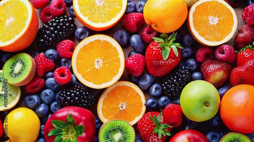 A vibrant assortment of fresh fruits arranged artistically for a healthy lifestyle. A vibrant assortment of fresh fruits arranged artistically for a healthy lifestyle.