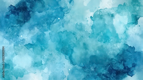 Abstract blue watercolor background with soft, blended shades of blue and white.