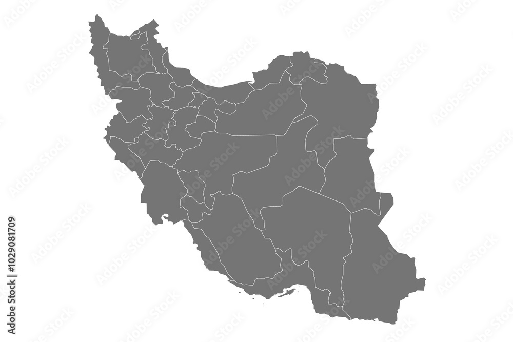 Obraz premium Iran administrative map. provinces map of Iran, blank Map, empty map of Iran country