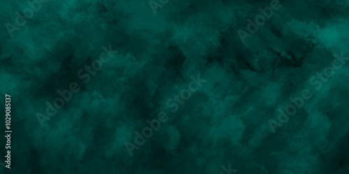 Green background with elegant vintage texture. Smoke in the dark. Abstract watercolor background with splashes. abstract cloud and vapor texture background. Teal color powder explosion .