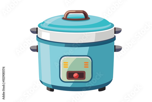 Rice cooker watercolor clipart illustration isolate isolated on white background.