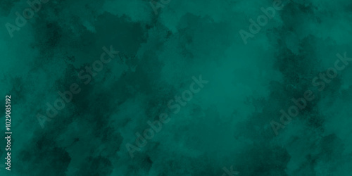 Green background with elegant vintage texture. Smoke in the dark. Abstract watercolor background with splashes. abstract cloud and vapor texture background. Teal color powder explosion .