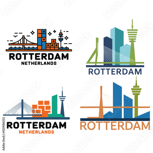 Vibrant Rotterdam Cityscape Logos Collection