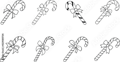 Candy Cane with Bow, Striped Sweets, Christmas Treats