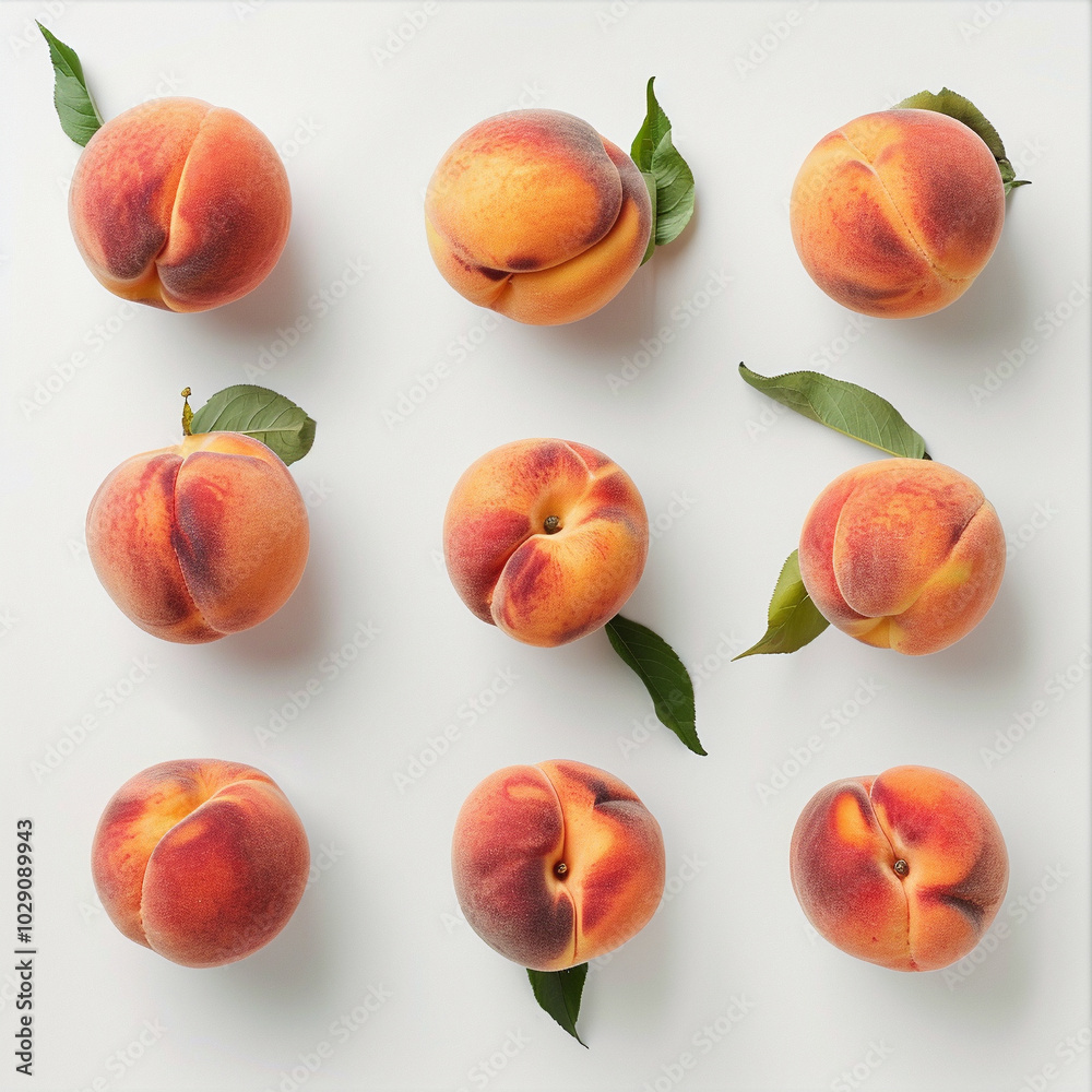 Ripe peach or nectarine on a white background. Banner template of fresh autumn harvest, for backdrops, wallpapers and card Ripe peach or nectarine on a white background. Banner template of fresh autumn harvest, for backdrops, wallpapers and card