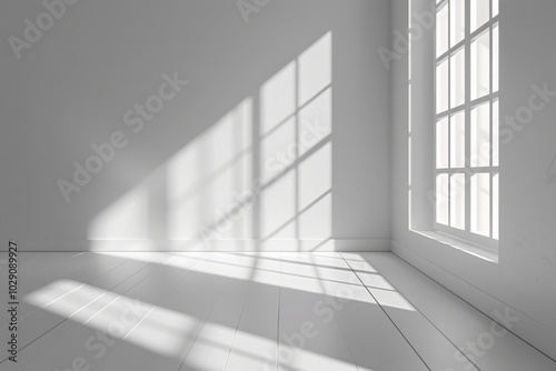 White Empty Room with Light and Shadow, 3D Rendering for Product Presentation, Vector Illustration