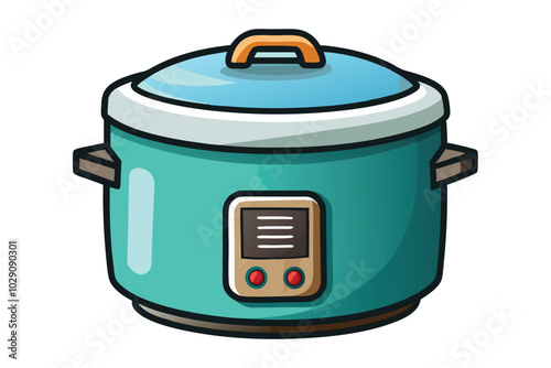 Rice cooker watercolor clipart illustration isolate isolated on white background.