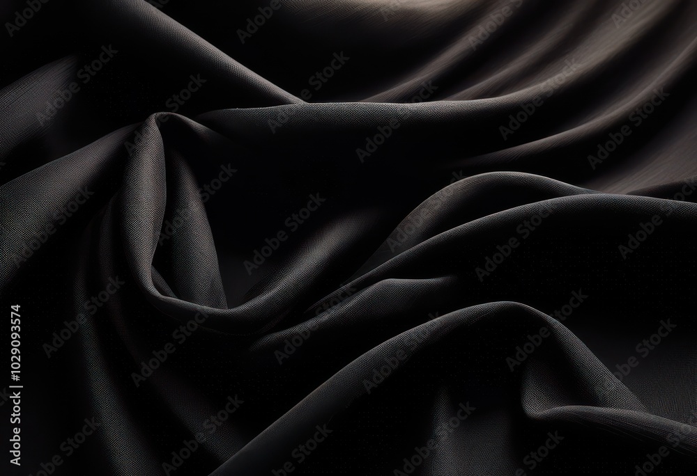 Fototapeta premium textured black fabric arranged elegantly minimalist wooden background creating modern visual contrast, textile, design, smooth, surface, simplicity, chic